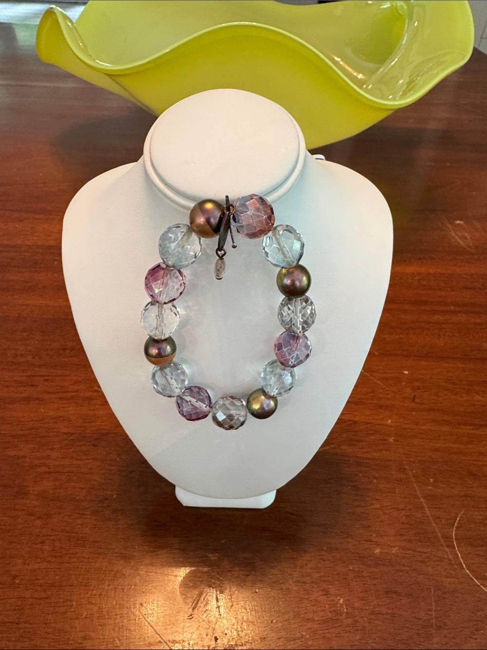 Sabika Purple, Clear & Bronze Pearl Beaded Bracelet